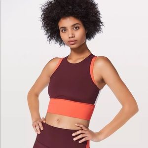 Lululemon Kick Swerve Sweat Bra B/C Bordeaux Drama/Vivid Flame/White Size 6